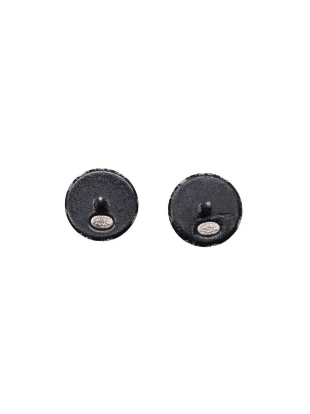 Chanel Earrings CC Logo Button &camellia Black 06c CC&camellia Silver